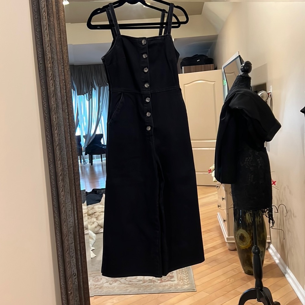 Topshop black denim jumpsuit